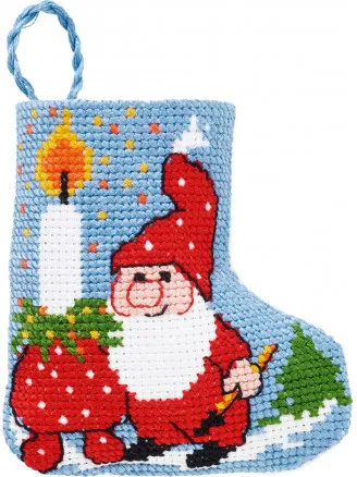 Permin Kirjontapaketti Joulusukka Tonttu valon kanssa 7x8cm
