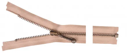 YKK Jaettava Vetoketju Antiikkimessinki 65cm 4mm Beige